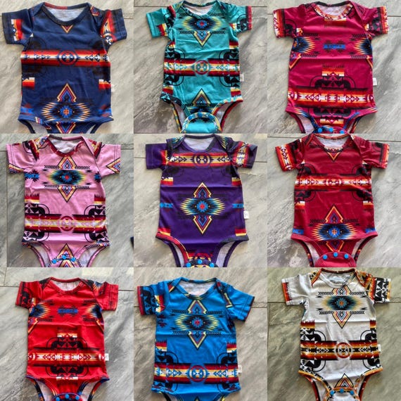 Native American Design Summer Baby Onesies Short Sleeve