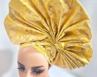 Vintage I Magnin Hat Straw Gold Wide Brim Sun Woven Metallic  display picture 1