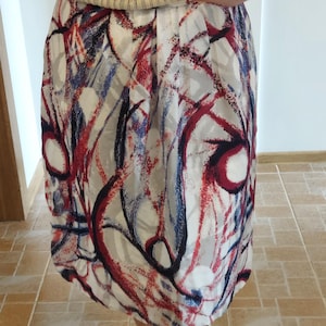 Finnish-Made Ril&#39;s Silk Skirt/ Vintage Silk Skirt/ Multicolored Silk Skirt/ Midi Silk Skirt / Abstract Pattern Silk Skirt/High-waisted skirt
