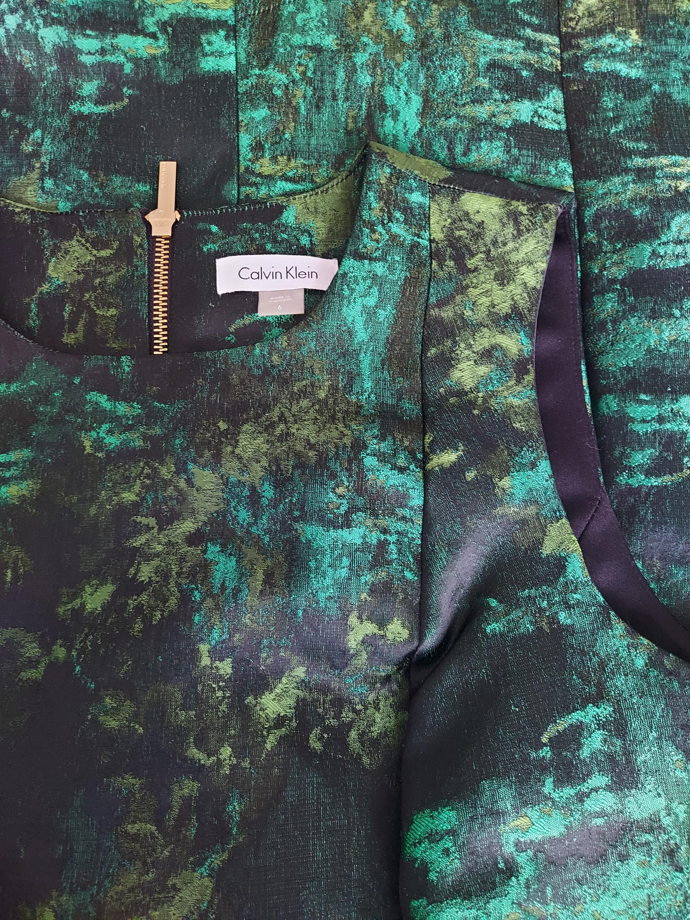 calvin klein forest green dress Calvin Klein Forest Green 6 Velvet Floral