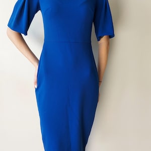 Vestido Calvin Klein/Vestido estilo sólido/Vestido estilo formal/Vestido formal azul/Vestido midi coquetel/Vestido de festa/Vestido de noite/Vestido com zíper/