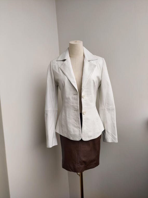 OAKWOOD Weiße Lederjacke Damen Lammleder Blazer Lederjacke mit