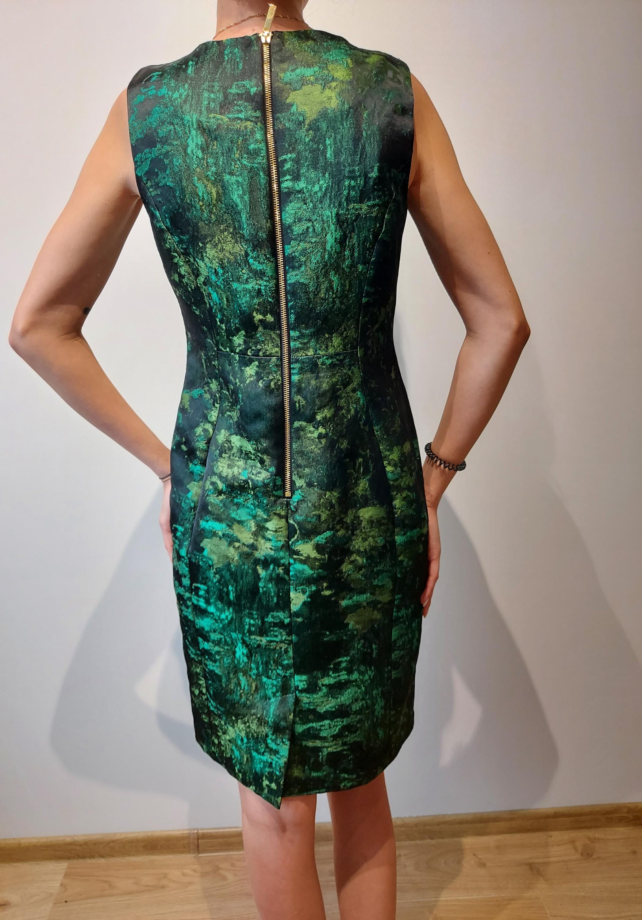 calvin klein long green dress Buyr Dresses Calvin Klein Emerald Dress Calvin Klein Chiffon-bell-sleeve Sheath Dress In Green Lyst