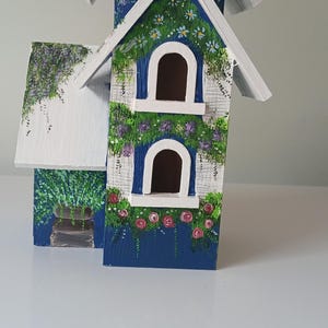 Blue Cottage hand painted birdhouse