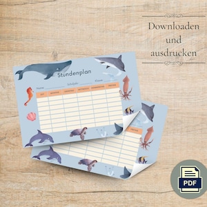Stundenplan, PDF-Vorlage, Ozean Stundenplan