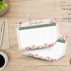 Stundenplan, PDF-Vorlage, Blumen Stundenplan