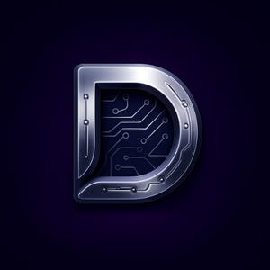 Logotipo exclusivo "D" 3D Tech | Design de logotipo com letra Silver Circuit | Branding digital moderno | Logotipo inicial exclusivo para desenvolvedores e startups
