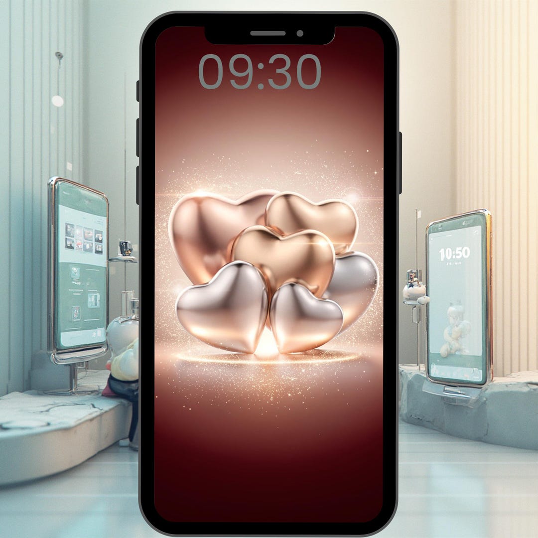 Luxury 4K Valentine Lock Screen – Rose Gold Hearts | Elegant Phone