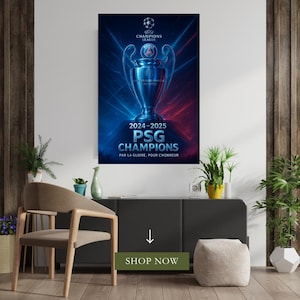 PSG Champions League 2024-2025 Wall Art  Digital Download | Paris Saint-Germain UEFA Victory