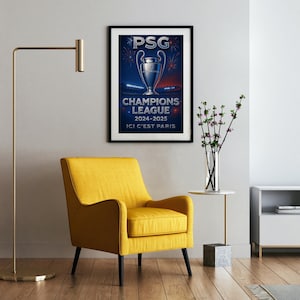 PSG Champions League 2024-2025 Wall Art | Vainqueurs de la Coupe des Champions | Paris Saint-Germain Digital Print | Ici C’est Paris Poster