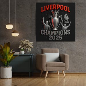 Liverpool FC Premier League Champions 2024–2025 Print | Football Wall Art | Trophy Celebration