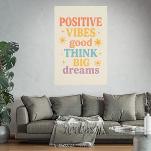 Poster Positive Vibes: arte murale ispiratrice per la casa o l&#39;ufficio
