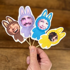 Labubu Cupcake Toppers, Custom Face Cupcake Toppers, Labubu Party Decoration, Labubu Photo Cupcake Toppers, Personalized Labubu, Labubu