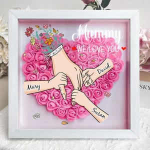 Scatola portafiori personalizzata con fiori per la mamma, regalo per la festa della mamma, scatola portafiori personalizzata con rose, fiori per la festa della mamma, regalo per la mamma, nonna, con nomi