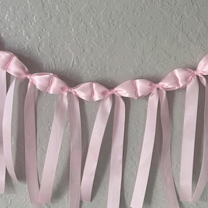 Baby Pink Satin Bow Garland: Dainty Party Decor