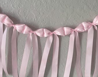 Baby Pink Satin Bow Garland: Dainty Party Decor