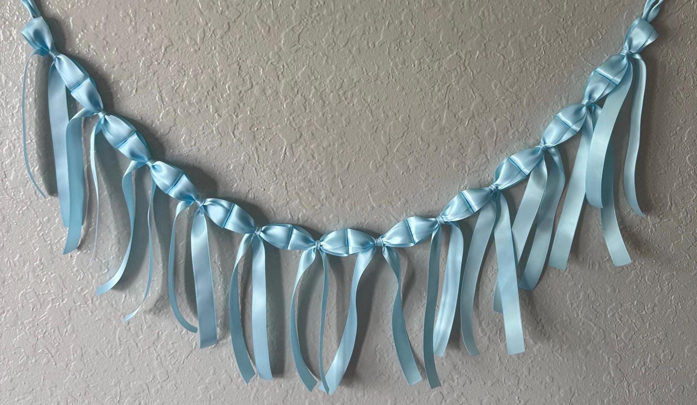 Baby Blue Satin Bow Garland: Dainty Party Decor