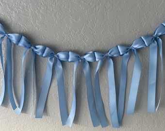 Blue Satin Bow Garland: Dainty Coquette Party Decor