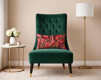 Arte textil pintado a mano / Almohada lumbar única / 22x13, decoración de lujo para el hogar