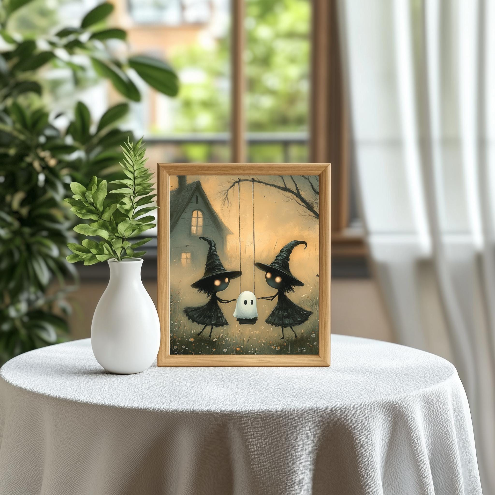 Witches and Ghost Art Print: Spooky Halloween Decor (digital Download ...