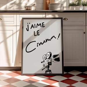 I Love Cinema Print, Modern Kitchen Art, Mid Century Print, Bauhaus Print, Typography Print, Minimalistic Print