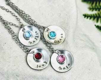 girls name birthstone necklace / confirmation gift / coming of age / cotillion debutante / personalized silver pendant / heirloom gift