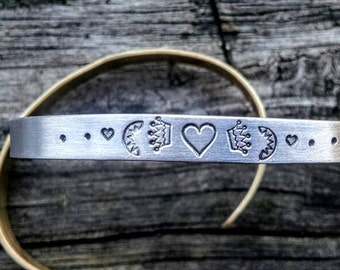 Queen of Hearts *totem bracelet* choose your metal copper brass sterling silver crown gold heart love strength personalized