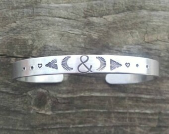 Relationship wish bracelet totem bracelet choose your metal sterling silver copper stamped free name personalization wish partner romance