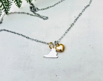 virginia charm necklace / gold heart charm / southern girl jewelry / dmv love / va is for lovers / sorority necklace vt jmu odu mwc uva vcu