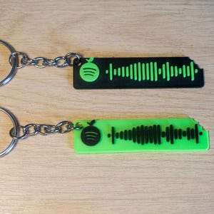 Spersonalizowany brelok do kluczy Spotify z nadrukiem UV Brat Green | Niestandardowy brelok muzyczny drukowany w 3D