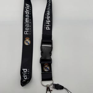 Real Madrid FC Soccer Black Lanyard Key Chain