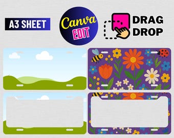 Sublimatiesjabloon autonummerplaat: SVG, png, canva (digitale download)