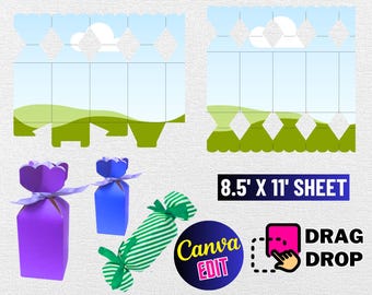 Modèle de boîte-cadeau de bonbons : bonbonnière SVG (téléchargement numérique)
