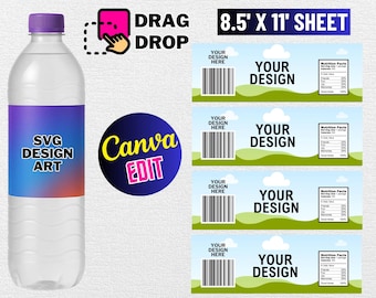 Water Bottle Label Template: DIY Party Favor Sticker (Digital Download)