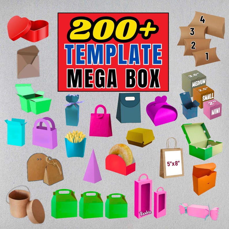 200+ Mega Box Bundle SVG: Gift Box Templates, Cricut & Silhouette ...
