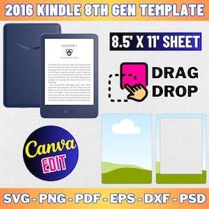 Kindle 8th Gen Template, Kindle 8th Gen Skin Template, E-reader Skin, E-reader Template, Paperwhite Sublimation Template, Canva Editable