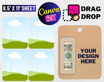 Money Holder Card Template: Canva Editable SVG (Digital Download)