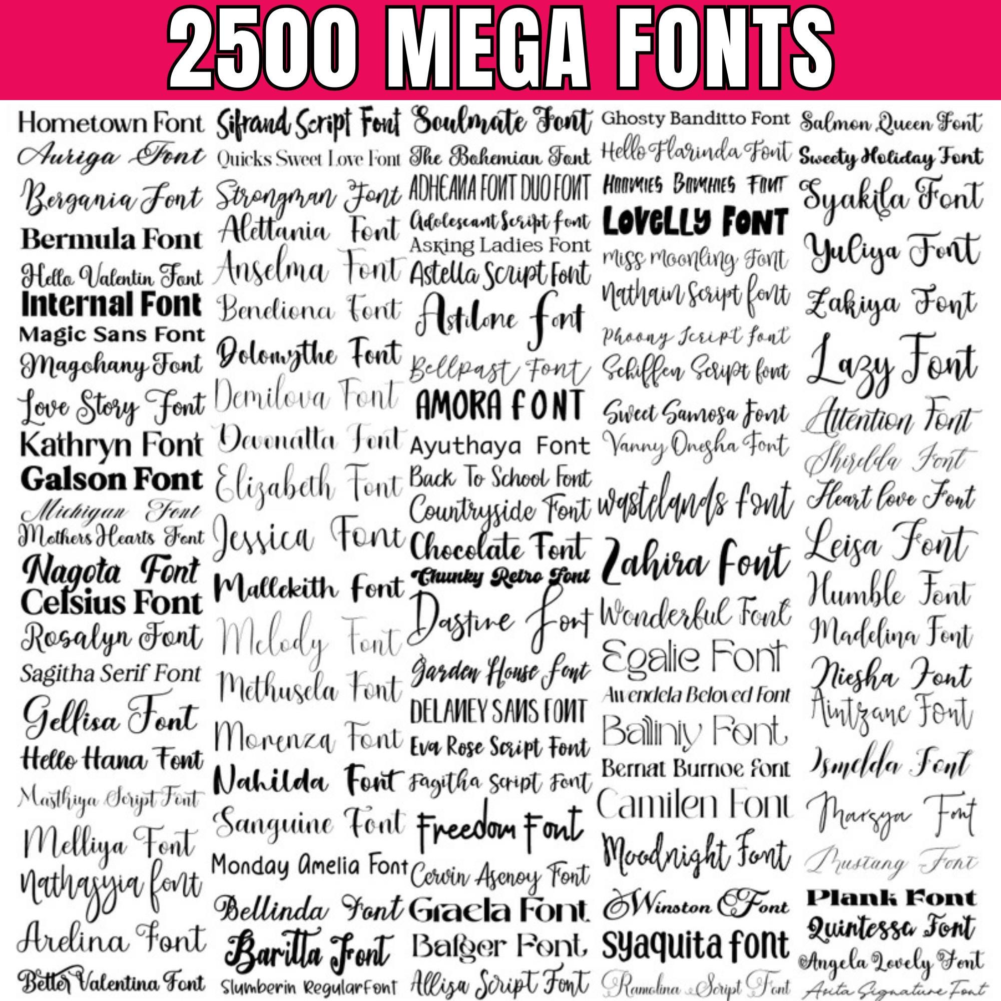 2500 Mega Fonts Bundle: Handwritten Script, Calligraphy, & Modern Fonts ...