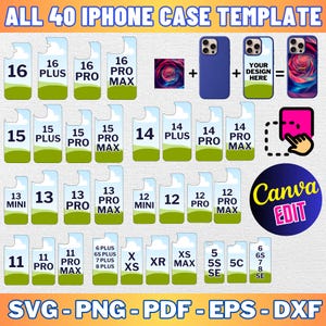 40 Phone Case Template Mega Bundle, iPhone Case Template, iPhone Sublimation Template, Smart Phone Case Template, Canva Editable Template