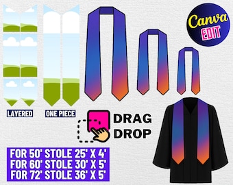 Graduation Stole Template Bundle: Canva Editable SVG (Digital Download)