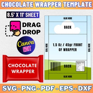 Chocolate Wrapper Template 1.5 Oz, Candy Wrapper, Canva Candy Bar Wrappers, Blank Candy Wrap, Chocolate Bar Wrap, Diy Candy Template