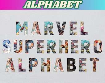 Superhero Alphabet Clipart: Doodle Font, SVG, PNG (Digital Download)
