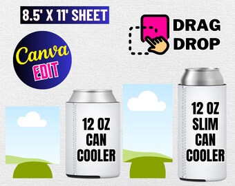 Sjabloon 12 oz en slim blikjeskoeler: sublimatiebeker (digitale download)