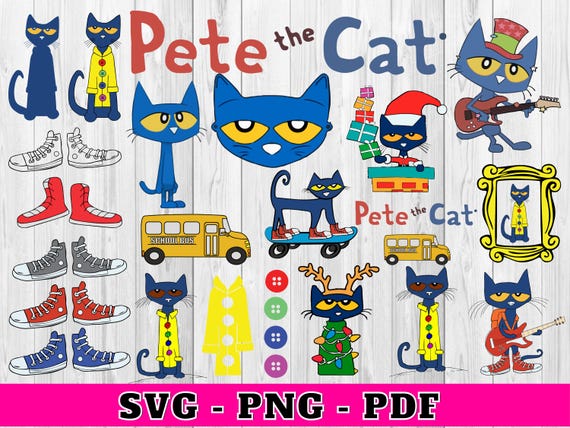 Pete the Cat SVG Vector Bundle: Cricut & Silhouette Cut File (Digital Download)