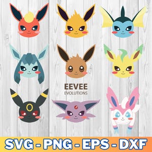 Eevee Evolution Clipart Bundle, Pokemon PNG, Eeveelution Svg, Eevee Svg, Poke Svg, Games Svg