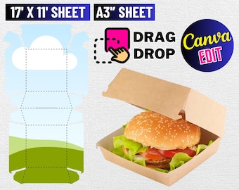 Hamburger Box Template SVG: Cheeseburger Packaging, Cricut & Silhouette (Digital Download)