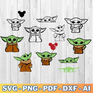Grogu svg, Baby Yoda Svg Bundle, Baby Yoda Clipart, Cartoon Movie Svg, Dxf, Eps, Png, Vector Files, Tshirt design, Cricut, Silhouette