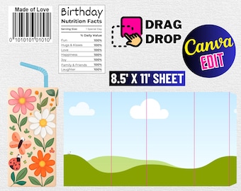 Juice Box Wrapper Template SVG: 6 Oz Label (Digital Download)