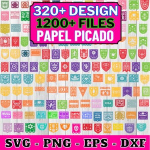 Papel Picado SVG-bundel / Papel Picado PNG-bundel / Papel Picado-clipart / Papel Picado SVG-bestanden knippen / Papel Picado-banner / Fiestagors