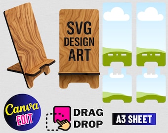 Custom Phone Stand Template: Laser Cut SVG, Sublimation Design (Digital Download)